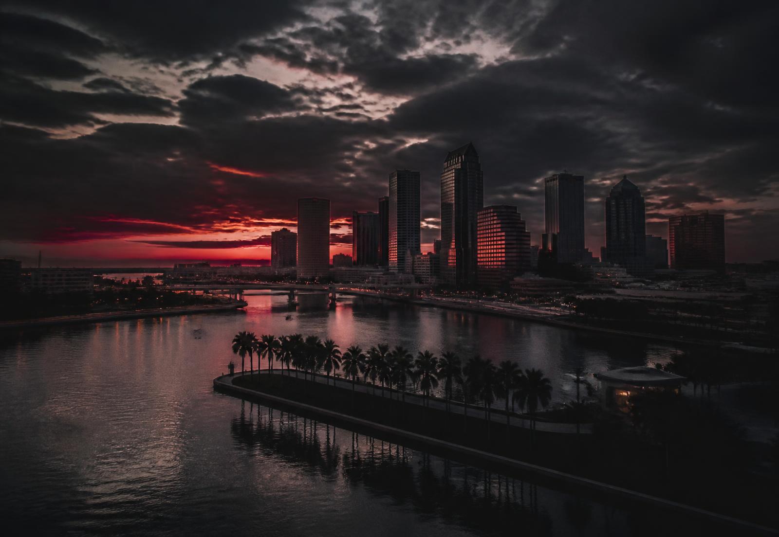 Tampa Bay skyline at dusk